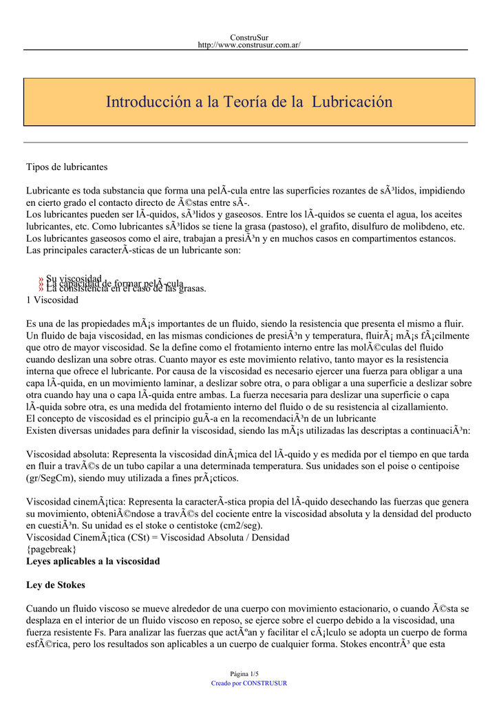 Teoría de la lubricación