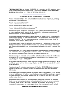 TERCERA DIRECTIVA del Consejo, 78/855/CEE, de 9 de octubre