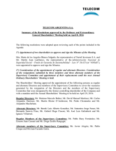 TELECOM ARGENTINA S.A. Summary of the Resolutions approved