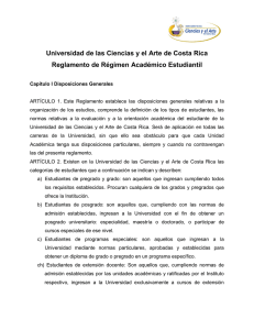 Universidad de las Ciencias y el Arte de Costa Rica Reglamento de