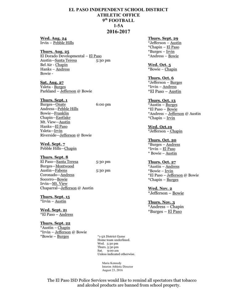 El Paso Independent School District El Paso Independent School District