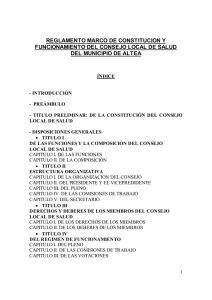 Reglamento marco de constitución y funcionamiento del consejo