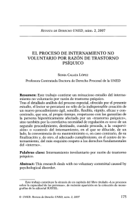 El Proceso de Internamiento No Voluntario por Razón de Trastorno