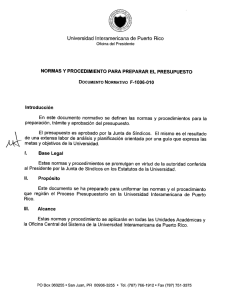 normas y procedimiento para preparar el presupuesto