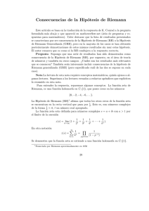 Consecuencias de la Hipótesis de Riemann