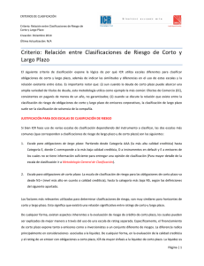 Relación entre Clasificaciones de Riesgo de Corto y Largo Plazo