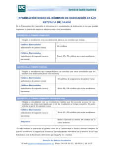 Régimen de dedicación - Universidad de Cantabria