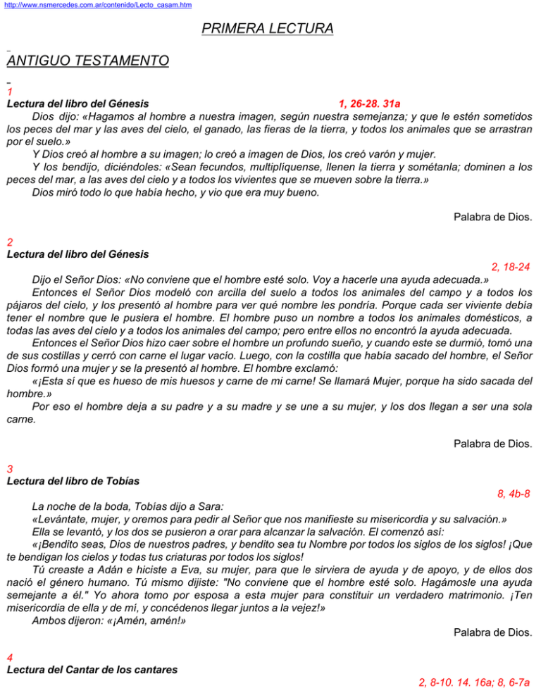 primera lectura antiguo testamento