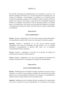 Junta General Ordinaria y Extraordinaria de Accionistas EULEN S.A.