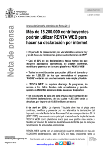Más de 15.200.000 contribuyentes podrán utilizar RENTA WEB para