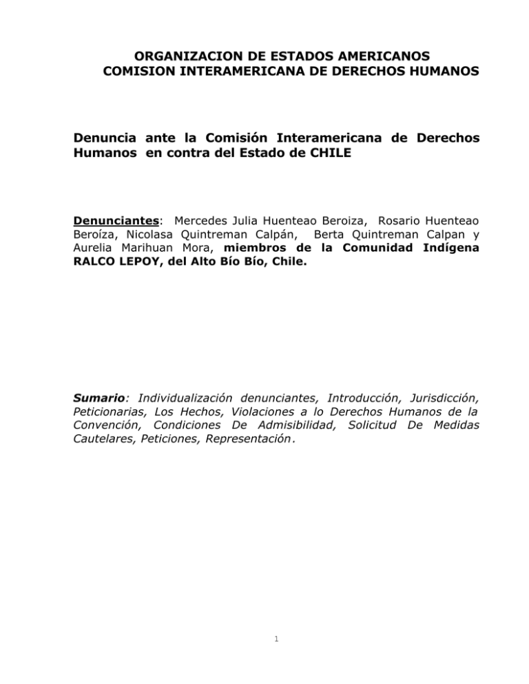 Denuncia ante la Comisión Interamericana de Derechos Humanos