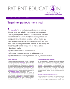 Patient Education Pamphlet, SP049, Tu primer período menstrual