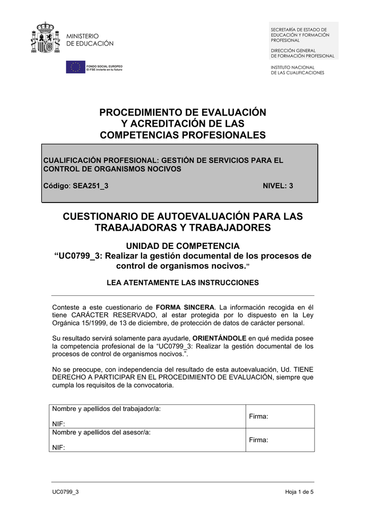 Procedimiento De Evaluación Y Acreditación De Las Competencias