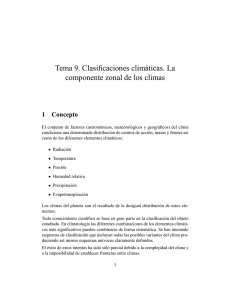 Tema 9. Clasificaciones climáticas. La componente zonal de los