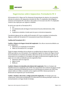 Sugerencias sobre impuestos: Formulario W-2