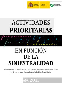 Actividades prioritarias en función de la siniestralidad. Año 2015