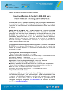 Créditos blandos de hasta $5.000.000 para modernización