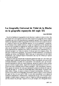 La Geograña Universal de Vidal de la Blache en la geografia