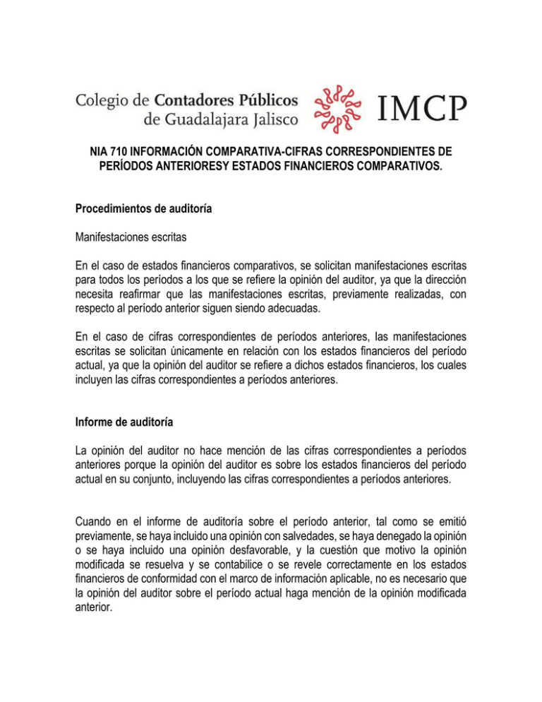 NIA 710 INFORMACIÓN COMPARATIVA