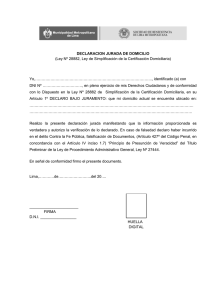 DECLARACION JURADA DE DOMICILIO (Ley Nº 28882, Ley de