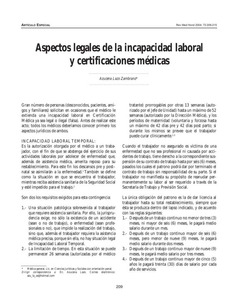 Aspectos Legales De La Incapacidad Laboral Y Certificaciones M Dicas