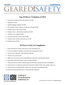 Top 10 Driver Violations of 2014 10 Ways to Stay in Compliance