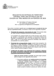 requisitos de entrada en territorio español para una