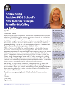 Announcing Faubion PK-8 School`s New Interim Principal Jennifer