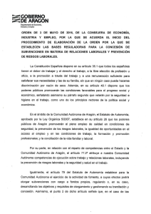 Orden de inicio - Gobierno de Aragón