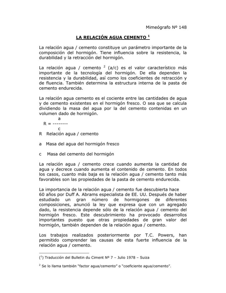 Relacion Agua Cemento