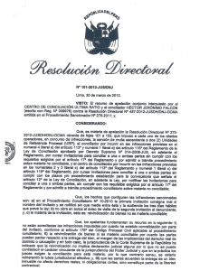 (escrito con Reg. N" 009976) contra la Resolución Directoral N° 487