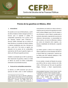 Precios de las Gasolinas en México, 2016