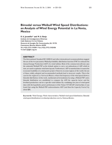 Bimodal versus Weibull Wind Speed Distributions: an Analysis of