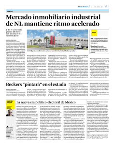 Mercado inmobiliario industrial de NL mantiene ritmo acelerado