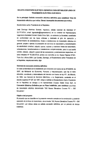 solicita concesión eléctrica definitiva para establecer linea de