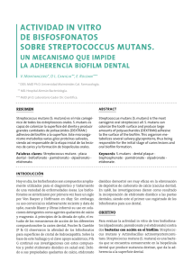 ActIvIdAd In vItRo de bIsfosfonAtos sobRe stReptococcus mutAns.