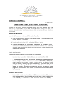 Resultados de la Transacción 11 de Junio de 2014. Comunicado