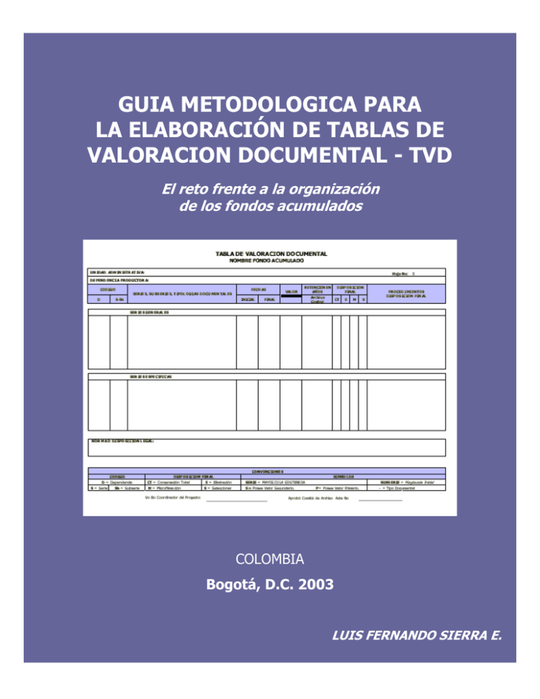 Guia Metodologica Para La Elaboración De Tablas De Valoracion