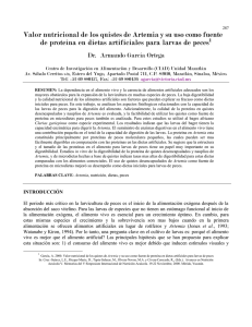 Valor nutricional de los quistes de Artemia y su uso como fuente de