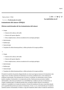 La nutrición en el tratamiento del cáncer (PDQ®)