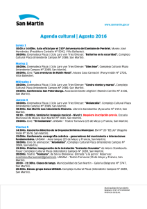 Agenda cultural | Agosto 2016