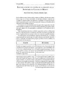 razones a favor y en contra de la creación de la secretaría de cultura