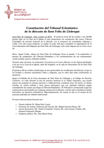 Constitución del Tribunal Eclesiástico de la diócesis de Sant Feliu