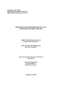 pronostico de disponibilidad de agua temporada de riego 2010-2011