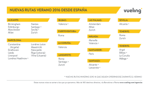 nuevas rutas verano 2016 desde españa