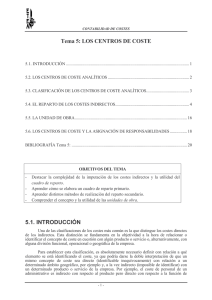 Tema 5: LOS CENTROS DE COSTE 5.1. INTRODUCCIÌN