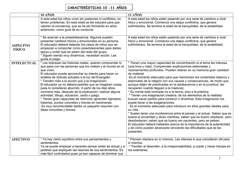 1 10 A OS 11 A OS ASPECPTO F SICO AFECTIVO