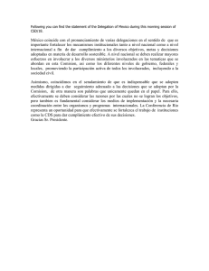 Following you can find the statement of the Delegation of Mexico