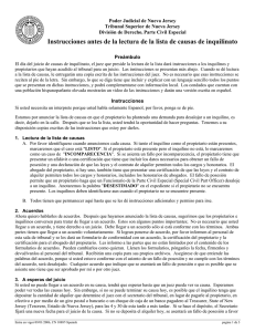 Instrucciones antes de la lectura de la lista de causas de inquilinato