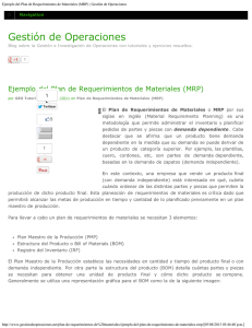 Ejemplo del Plan de Requerimientos de Materiales (MRP) | Gestión